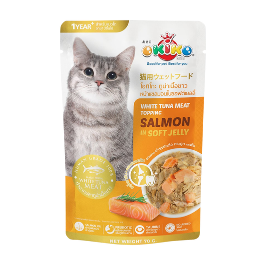 Okiko White Tuna Meat Topping Salmon in Soft Jelly 70g