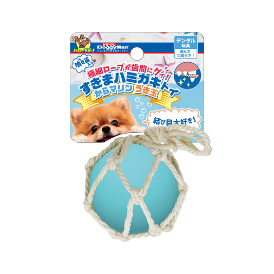 Doggyman Latex Dog Toy w Cotton Rope - Ball