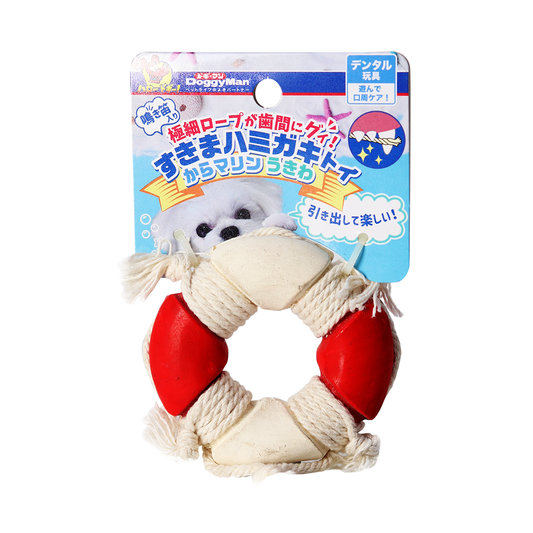 Doggyman Latex Dog Toy w Cotton Rope - Ring