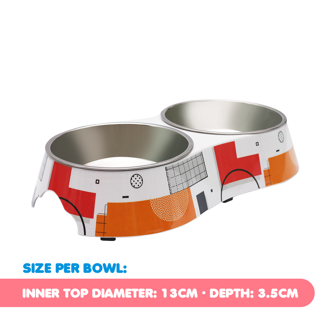 Kochi Pets Pet Double Bowl - Geometric Prints