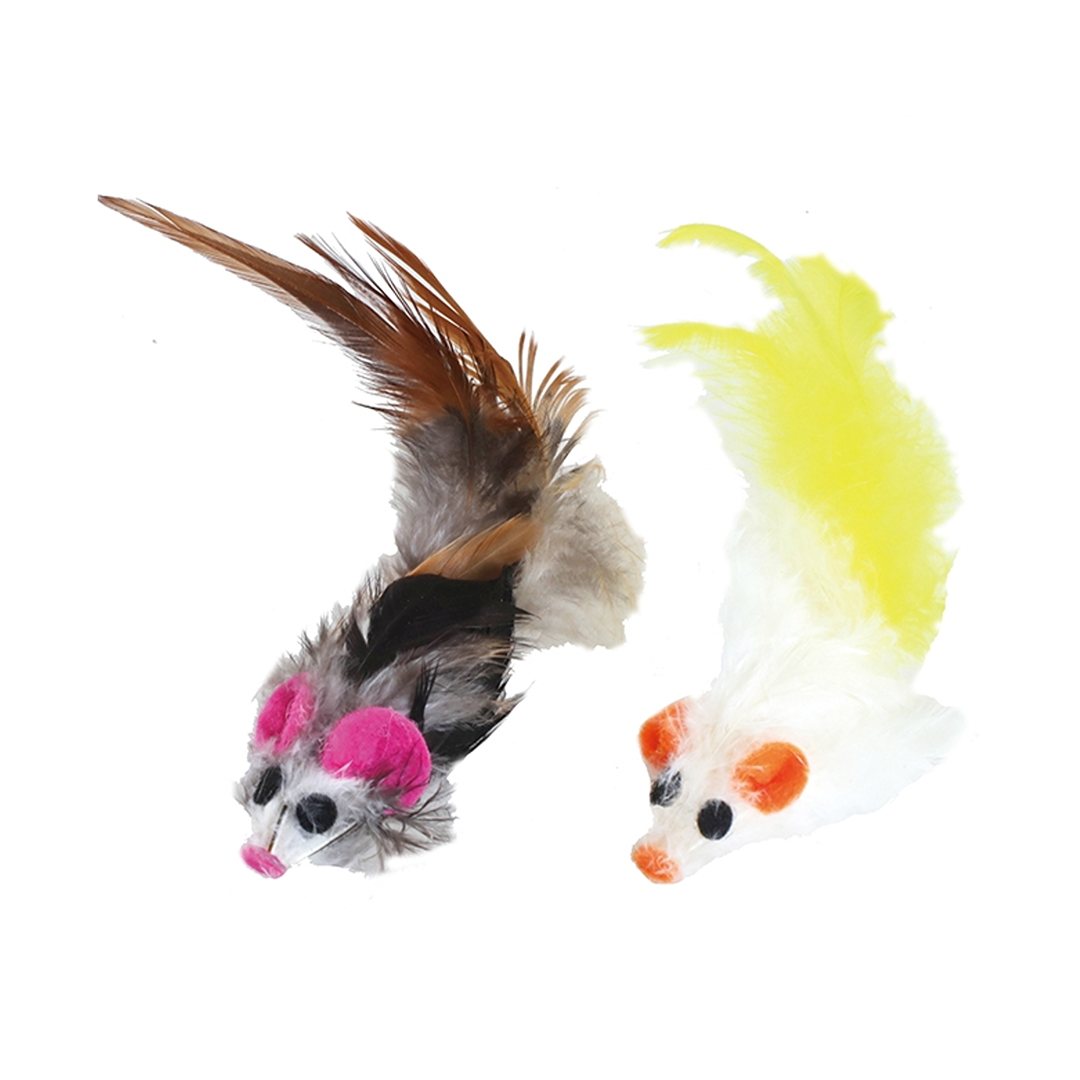 Cattyman Playful Bird Feather Mouse Trio